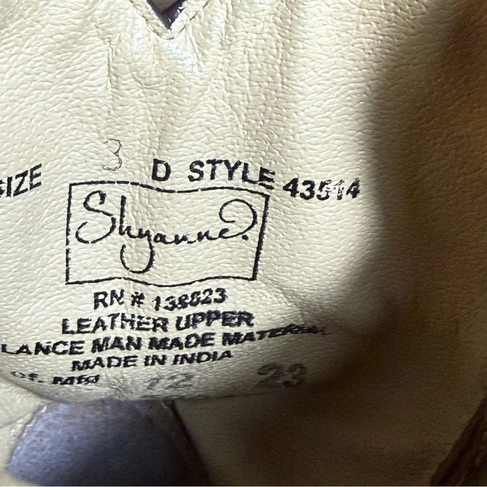 Shyanne‎ Girls' Double-Fringe Cowboy Boot Snip Toe Brown Suede Leather Size 3.